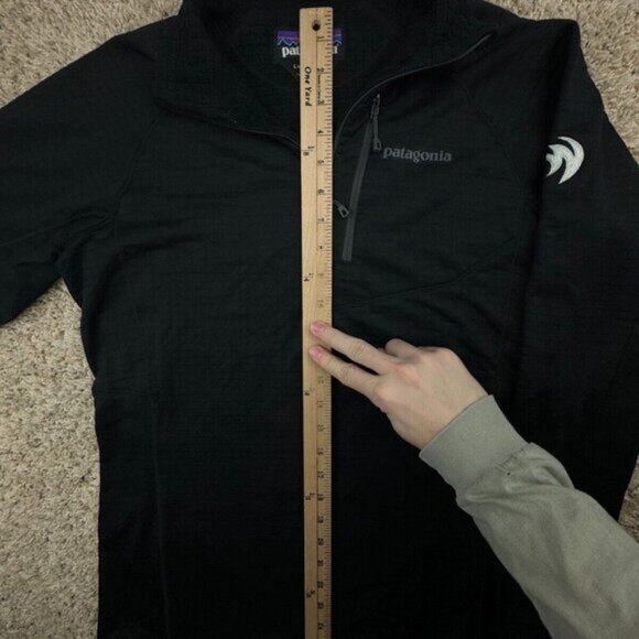 Patagonia Women Large Black Jacket 1/3 Zip Waffle Fleece Lined Chest Polartec - Picture 2 of 13